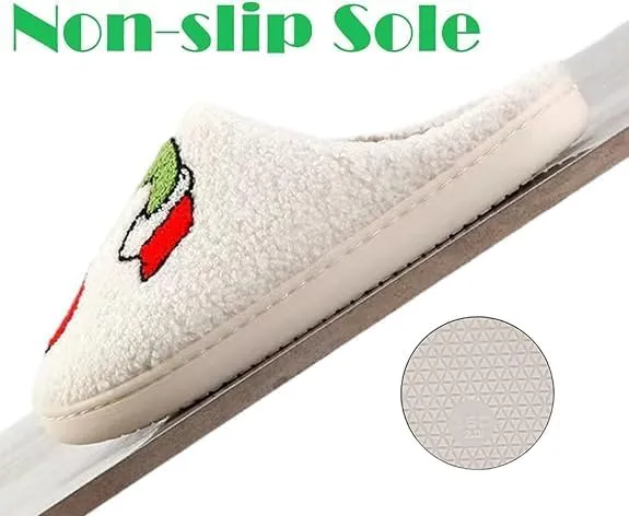 Christmas Slippers For Women Men Indoor Soft Warm Cotton Slippers House Memory Foam Slippers Cozy Fluffy Fall Winter Home Slippers