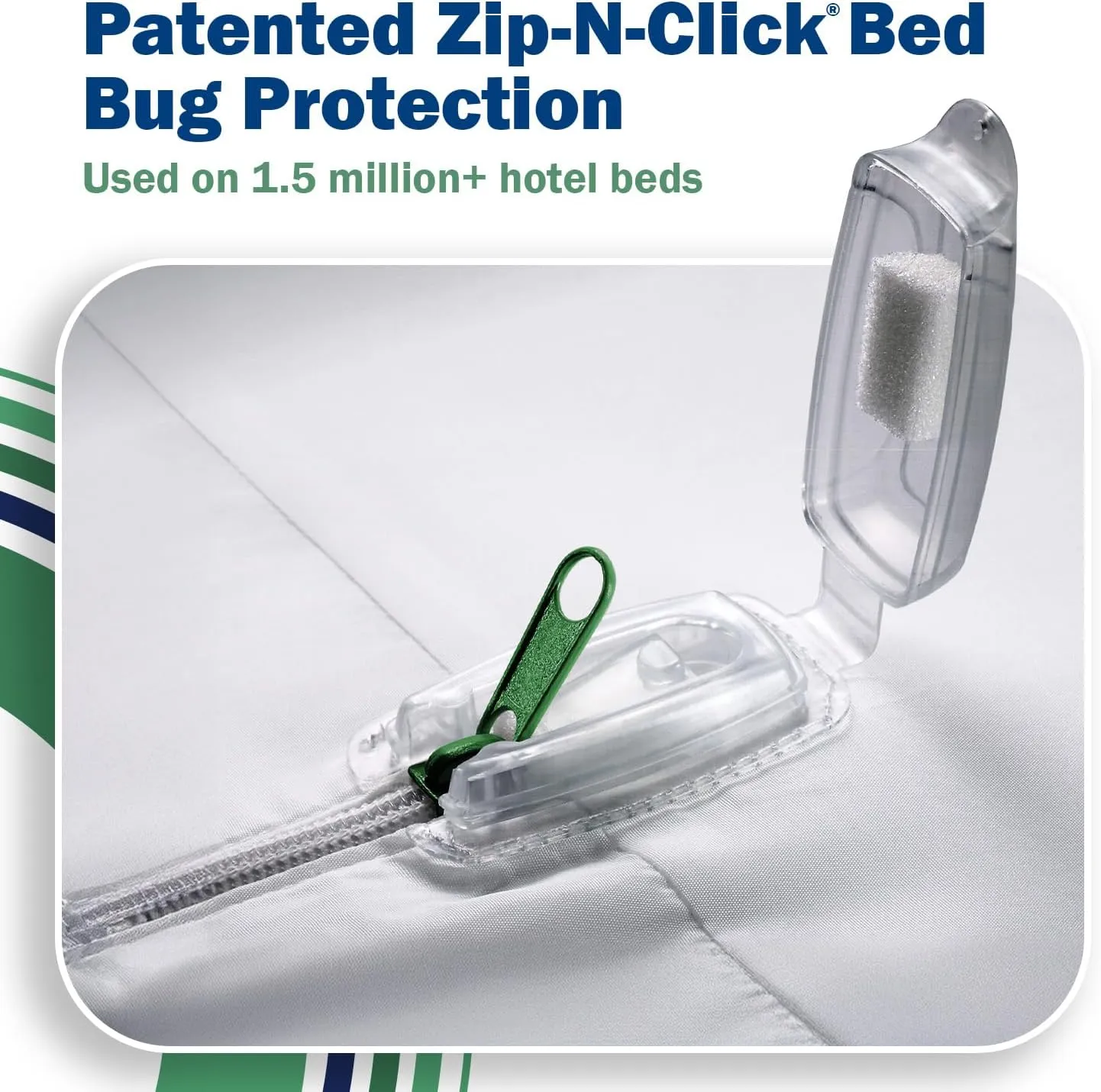 CleanRest PRO Mattress Encasement (Zippered Protector) with Patented Zip-N-Click Closure for Secure Bed Bug Protection - Queen Size