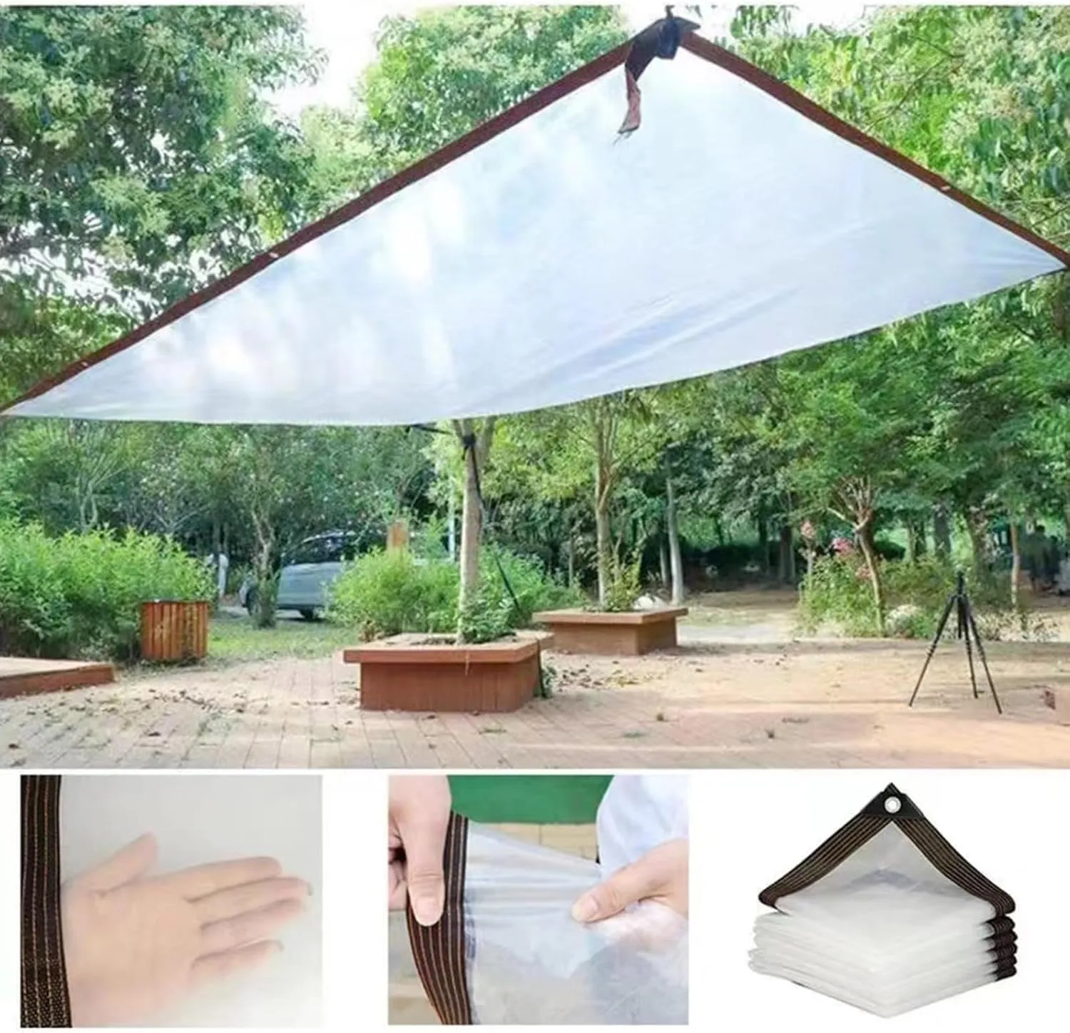 Clear Waterproofed Camping Tarps Outdoor Rain Covers Sunshades Tent Shade Tarps for Outdoor Rain and Sun Protecting