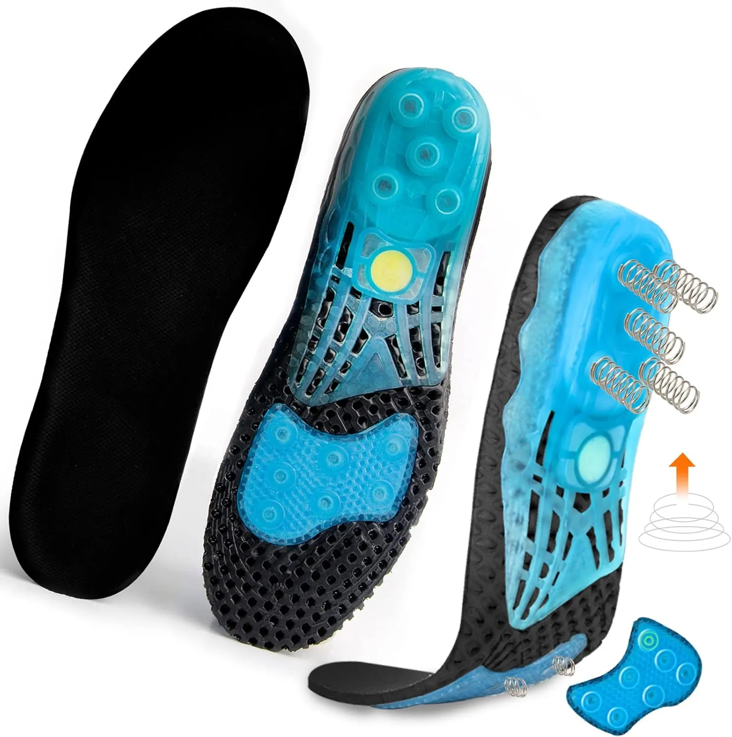 Cloud Soles for Men Women, Silica Gel Sport Shoe Insole, Spring Cushioning Shock Absorption Shoe Insert,Forefoot Enhances Massaging Insoles,Plantar Fasciitis Sports Insoles (Medium 8.5-10)