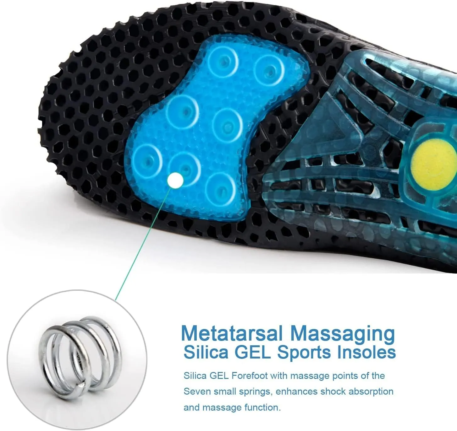Cloud Soles for Men Women, Silica Gel Sport Shoe Insole, Spring Cushioning Shock Absorption Shoe Insert,Forefoot Enhances Massaging Insoles,Plantar Fasciitis Sports Insoles (Medium 8.5-10)