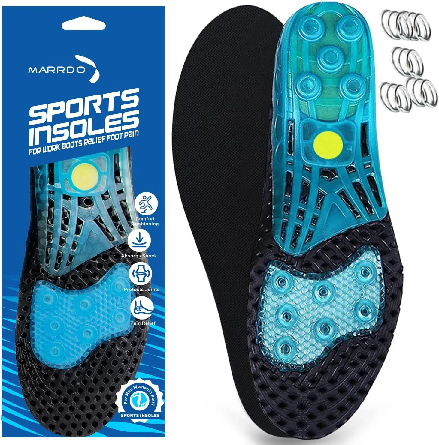 Cloud Soles for Men Women, Silica Gel Sport Shoe Insole, Spring Cushioning Shock Absorption Shoe Insert,Forefoot Enhances Massaging Insoles,Plantar Fasciitis Sports Insoles (Medium 8.5-10)