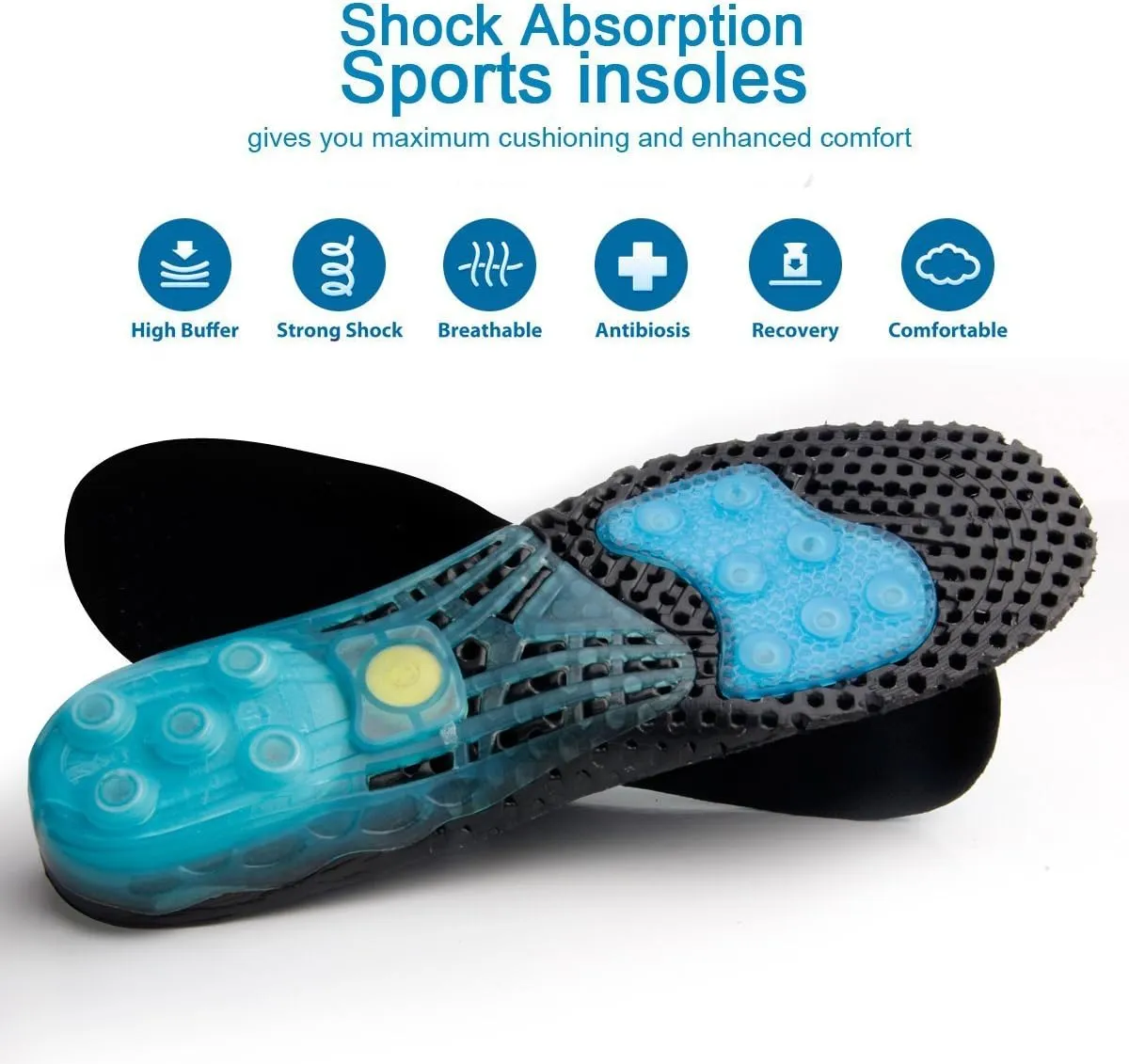Cloud Soles for Men Women, Silica Gel Sport Shoe Insole, Spring Cushioning Shock Absorption Shoe Insert,Forefoot Enhances Massaging Insoles,Plantar Fasciitis Sports Insoles (Medium 8.5-10)