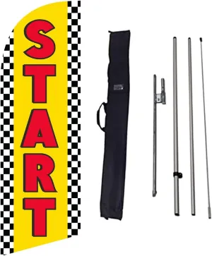Cobb Promo Start Advertising 6 Feet Feather Flag with Travel Bag Flag Pole Kit and Ground Spike