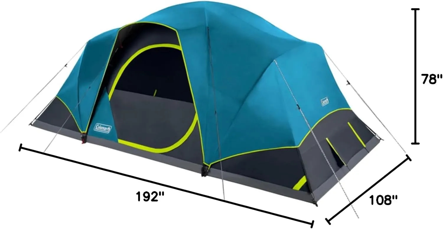 Coleman 4/6/8/10 Person Skydome Dark Room Tent with Rainfly, 5 Minute Setup, Blocks 90% of Sunlight, 20% More Headroom Than Traditional Tents