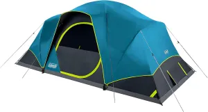 Coleman 4/6/8/10 Person Skydome Dark Room Tent with Rainfly, 5 Minute Setup, Blocks 90% of Sunlight, 20% More Headroom Than Traditional Tents