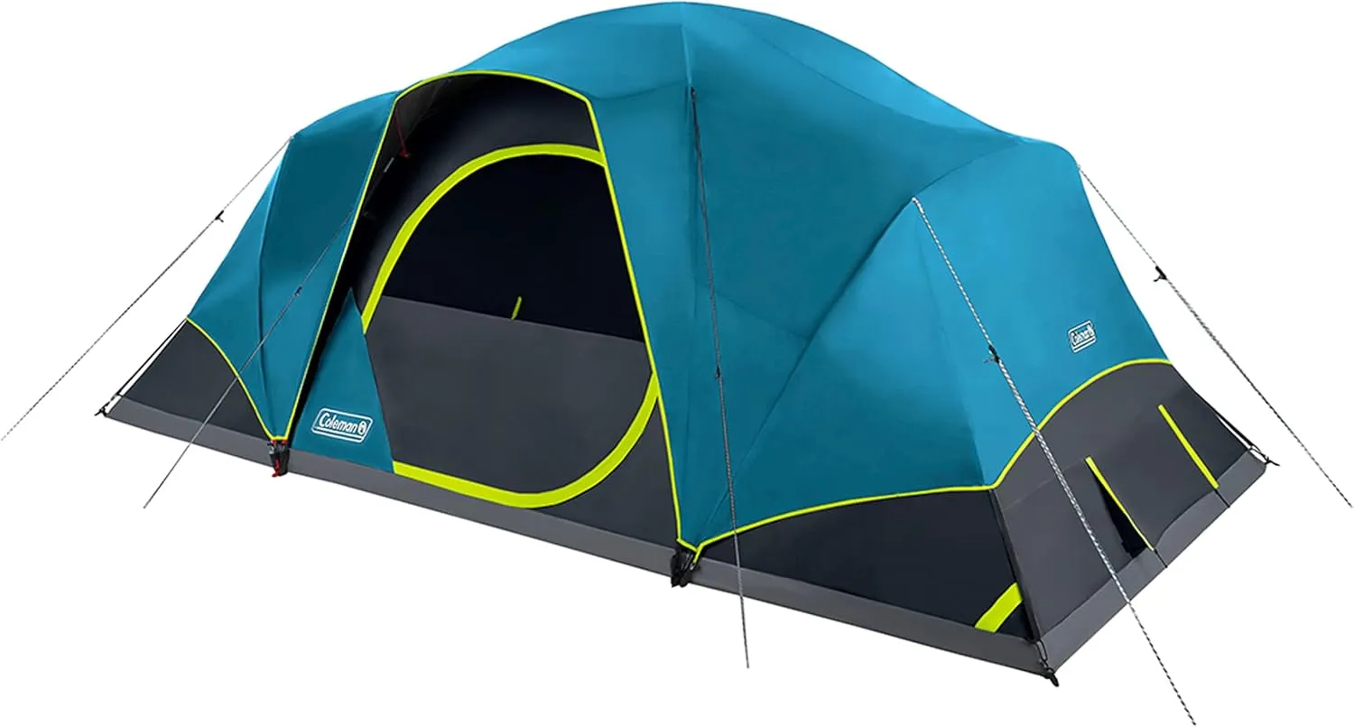 Coleman 4/6/8/10 Person Skydome Dark Room Tent with Rainfly, 5 Minute Setup, Blocks 90% of Sunlight, 20% More Headroom Than Traditional Tents