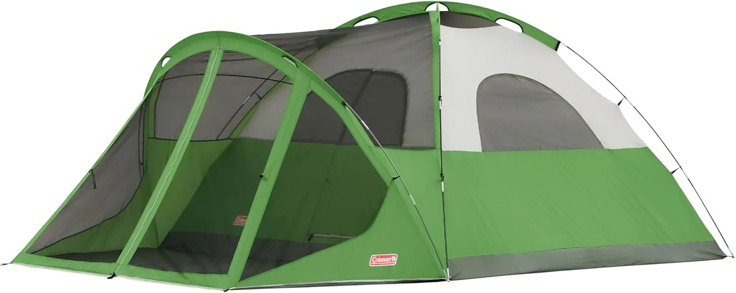 Coleman Evanston Tent with Screen Room, 6/8 Person Weatherproof Tent Sets Up in 15 Mins, Included Rainfly & Carry Bag, Made of PFAS-Free Materials