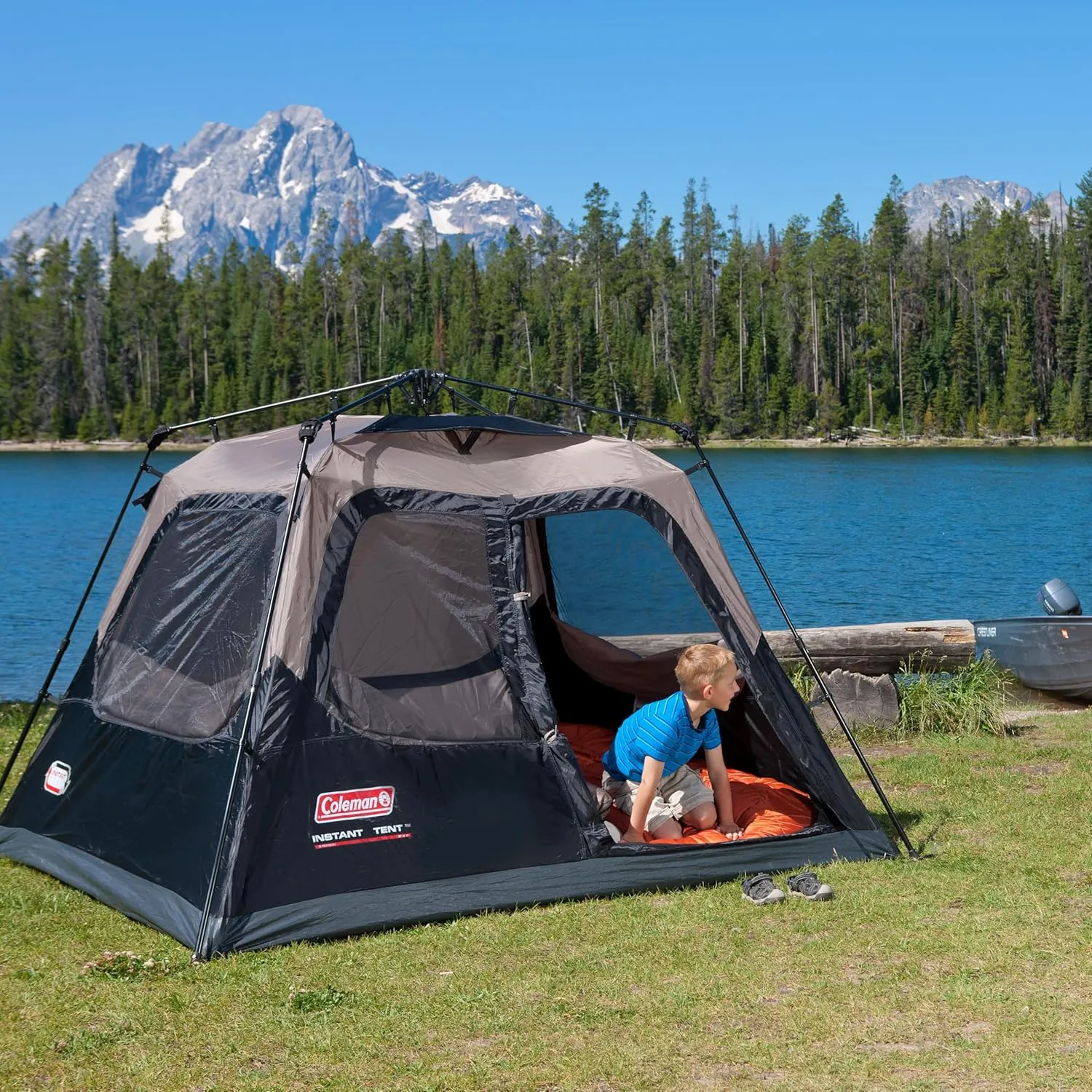 Coleman Instant Tent with 1-Minute Setup, 4/6/8/10 Person Tent with Pre-Attached Poles, Air Vent, & Carry Bag