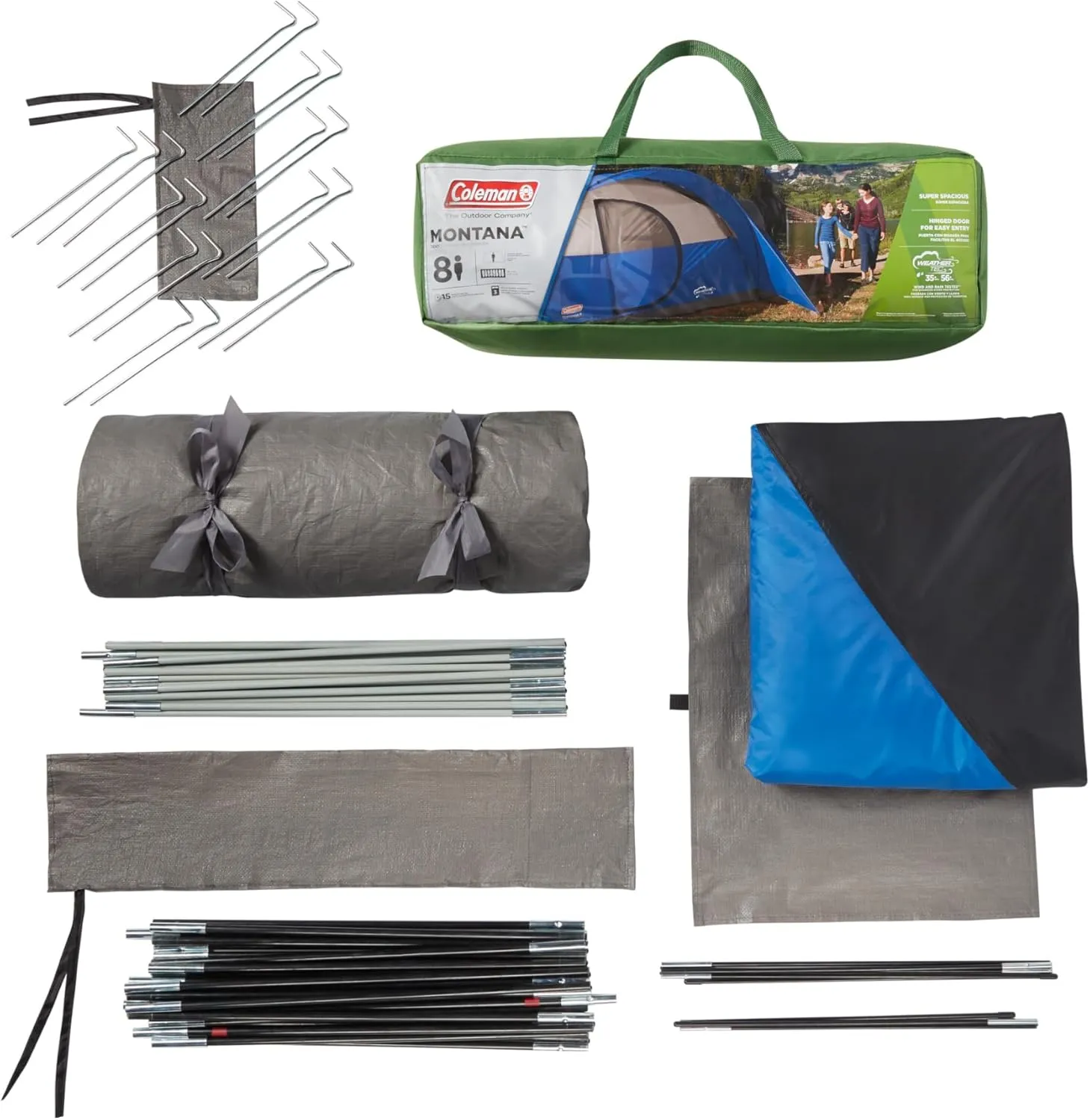 Coleman Montana 8-Person Family Tent with Rainfly, Weatherproof Family Tent Sets Up in 15 Mins, Fits Multiple Airbeds