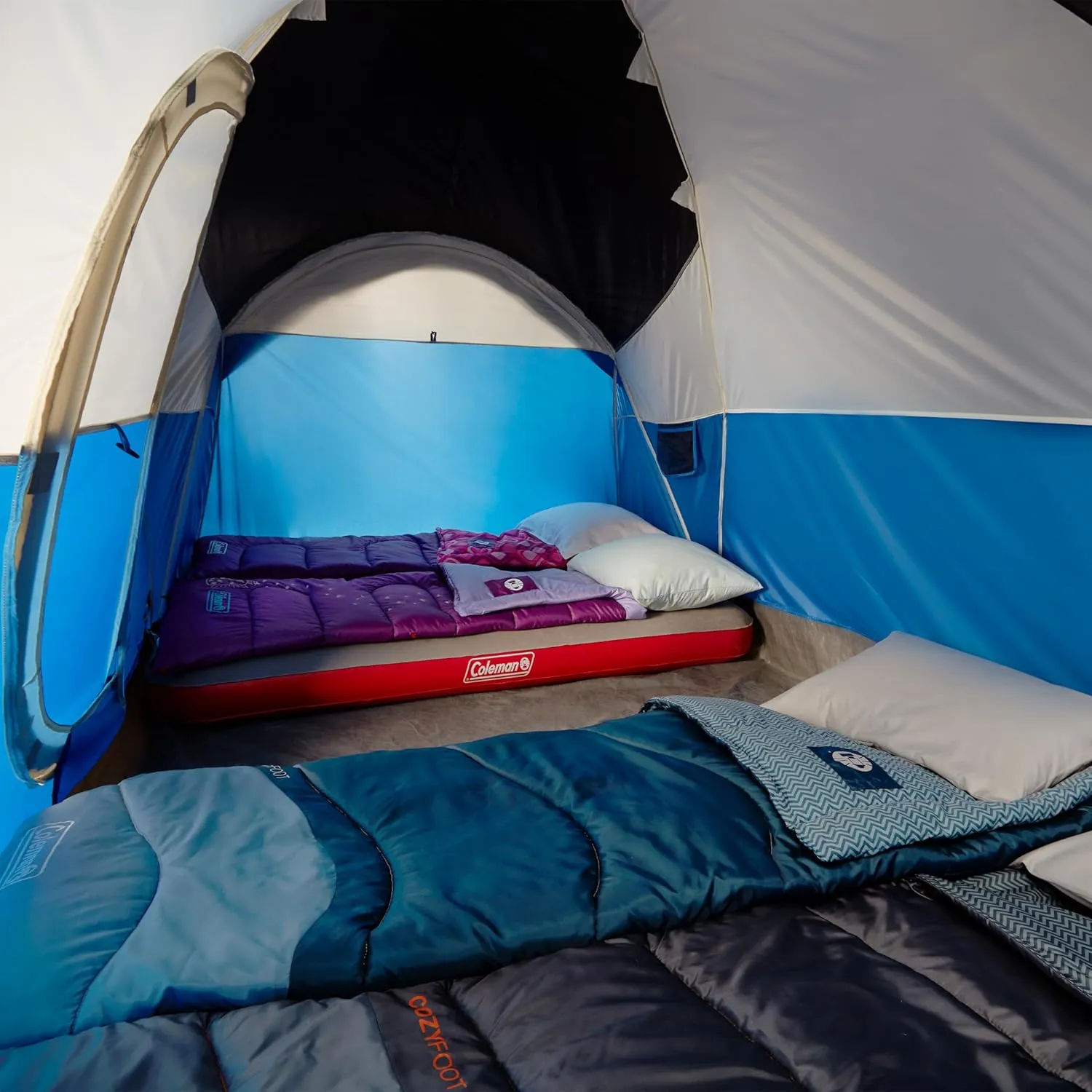 Coleman Montana 8-Person Family Tent with Rainfly, Weatherproof Family Tent Sets Up in 15 Mins, Fits Multiple Airbeds