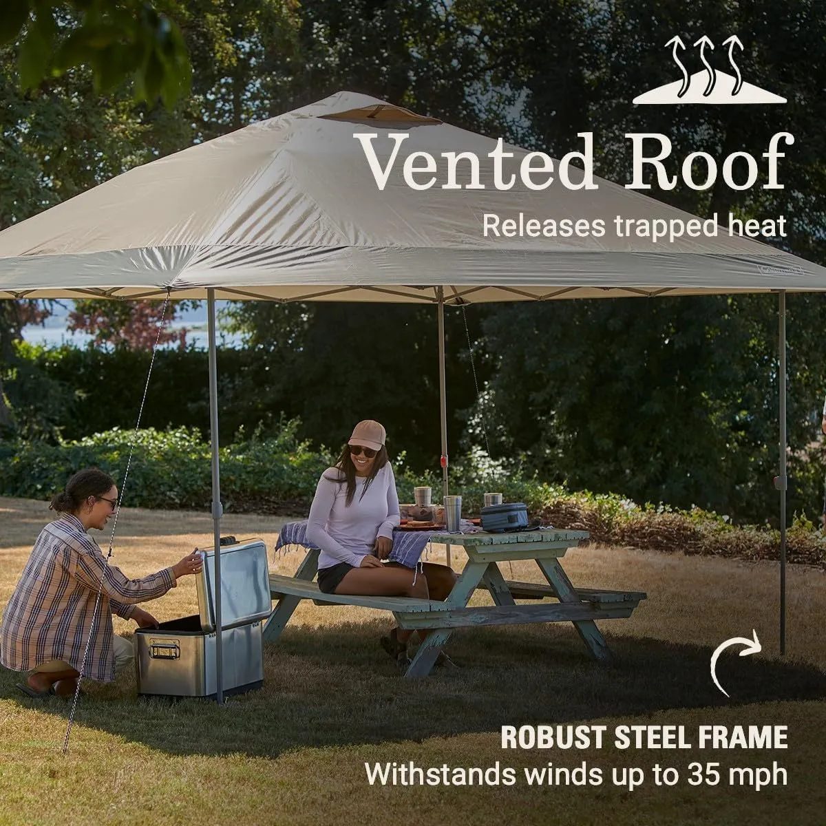 Coleman Oasis Instant Pop-Up Canopy Tent with Side Wall Attachment 10x10ft/13x13ft Portable Shelter with One-Push Setup & Takedown Robust Frame with Wheeled Carry Bag