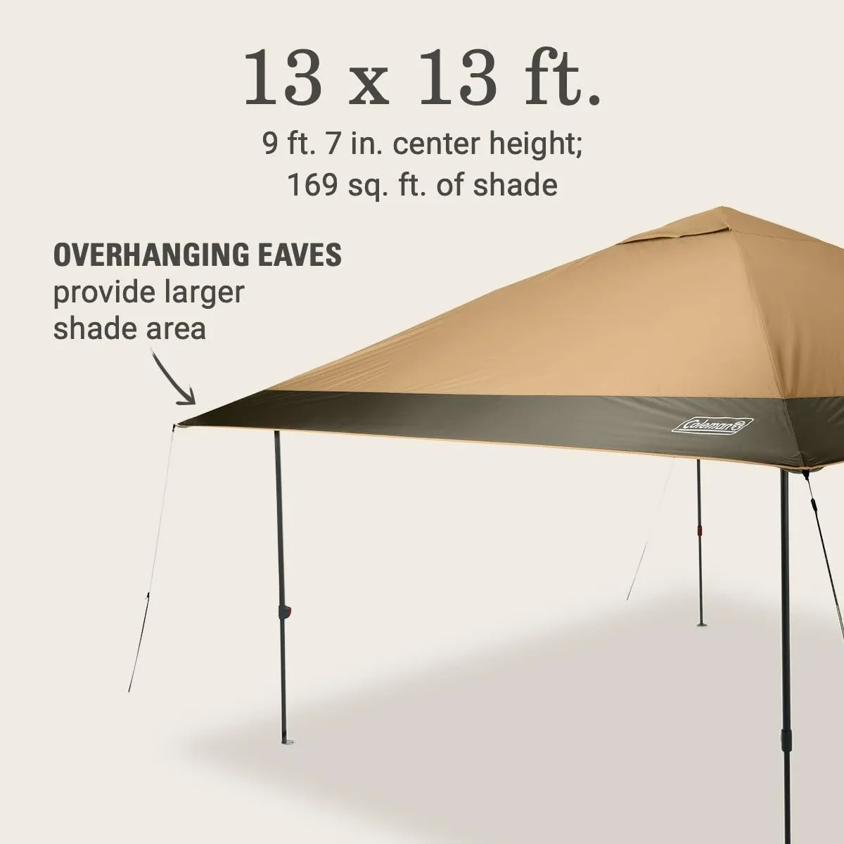 Coleman Oasis Instant Pop-Up Canopy Tent with Side Wall Attachment 10x10ft/13x13ft Portable Shelter with One-Push Setup & Takedown Robust Frame with Wheeled Carry Bag