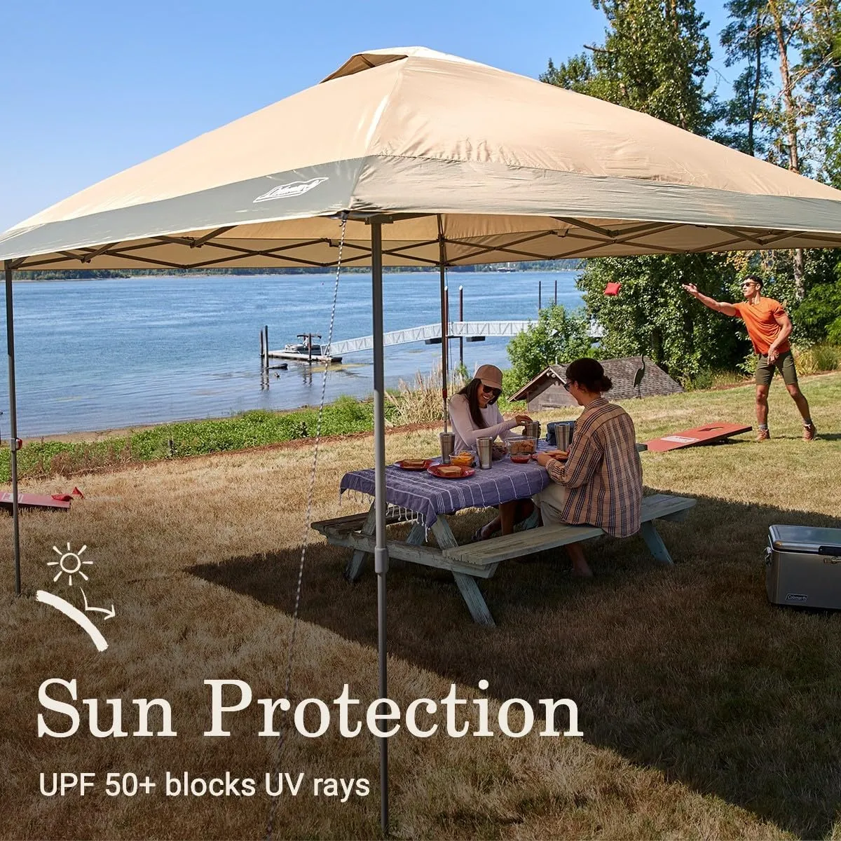 Coleman Oasis Instant Pop-Up Canopy Tent with Side Wall Attachment 10x10ft/13x13ft Portable Shelter with One-Push Setup & Takedown Robust Frame with Wheeled Carry Bag