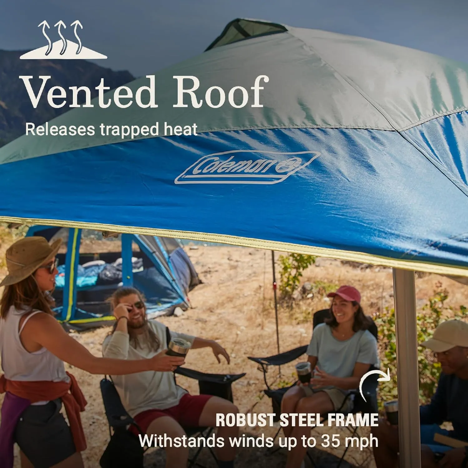 Coleman Oasis Instant Pop-Up Canopy Tent with Side Wall Attachment 10x10ft/13x13ft Portable Shelter with One-Push Setup & Takedown Robust Frame with Wheeled Carry Bag