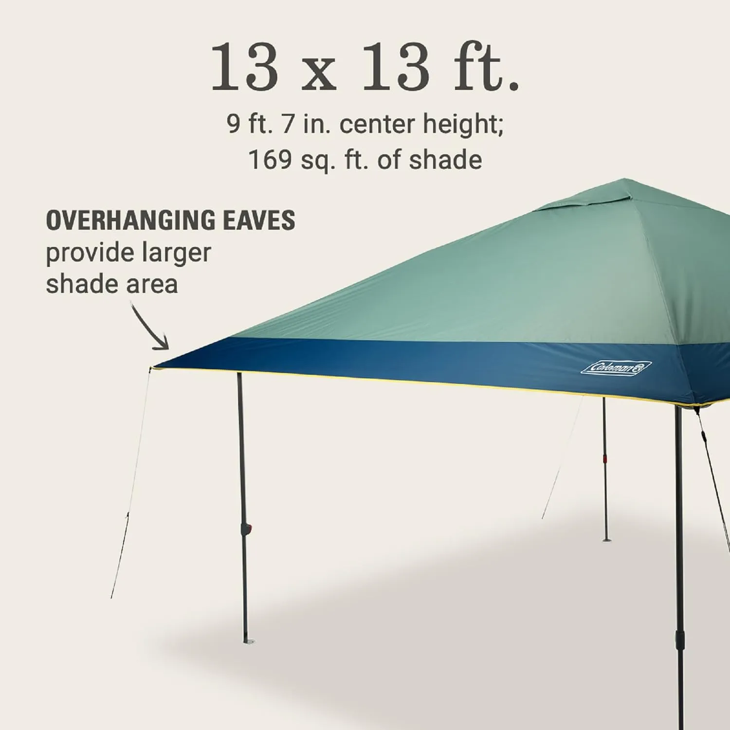 Coleman Oasis Instant Pop-Up Canopy Tent with Side Wall Attachment 10x10ft/13x13ft Portable Shelter with One-Push Setup & Takedown Robust Frame with Wheeled Carry Bag