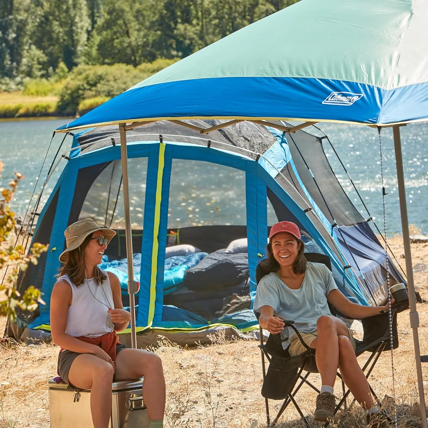 Coleman Oasis Instant Pop-Up Canopy Tent with Side Wall Attachment 10x10ft/13x13ft Portable Shelter with One-Push Setup & Takedown Robust Frame with Wheeled Carry Bag