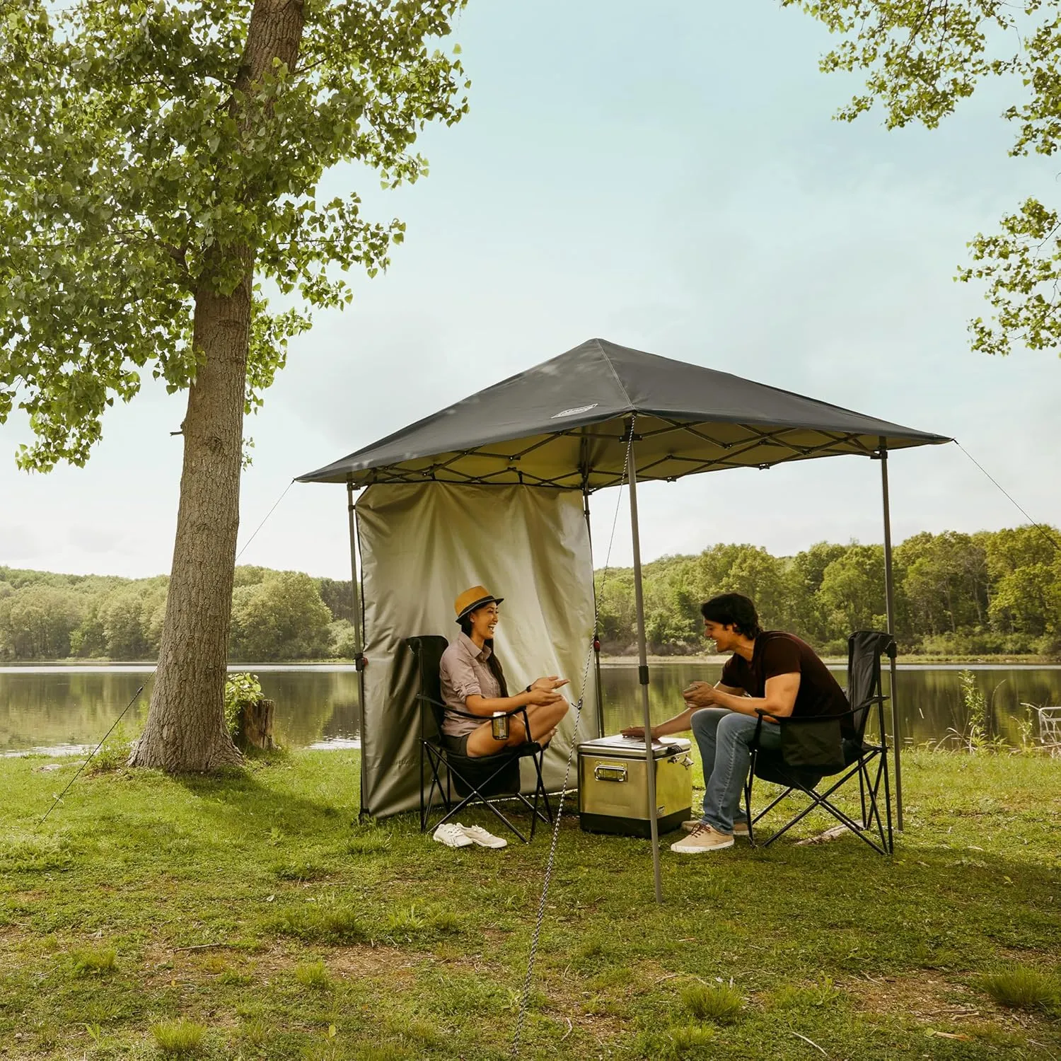 Coleman Oasis Lite Pop-Up Canopy Tent with Side Wall Attachment, 10x10ft Portable Shelter with Easy Setup & Takedown, Wheeled Carry Bag Included