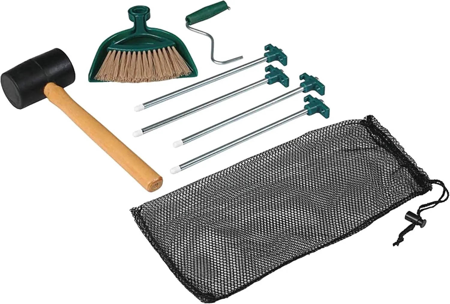 Coleman Premium Camping Tent Kit: Steel Tent Pegs, Rubber Mallet, Broom and Dustpan, Stake Puller, Includes Carry Bag