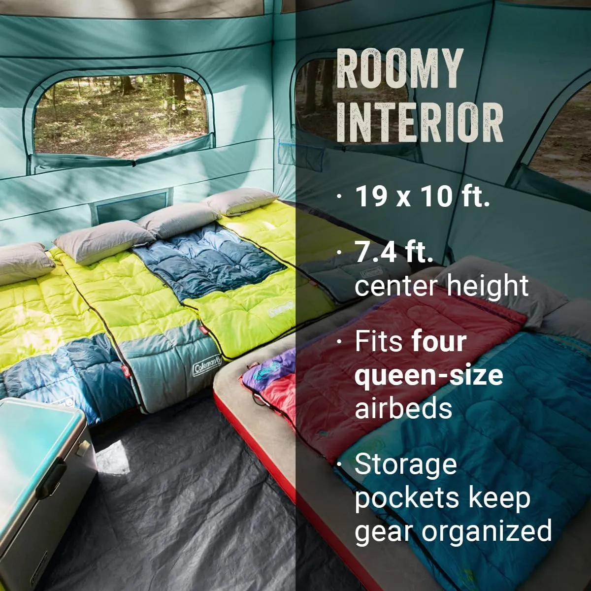 Coleman Skylodge 12-Person Camping Tent with Screen Room Evergreen