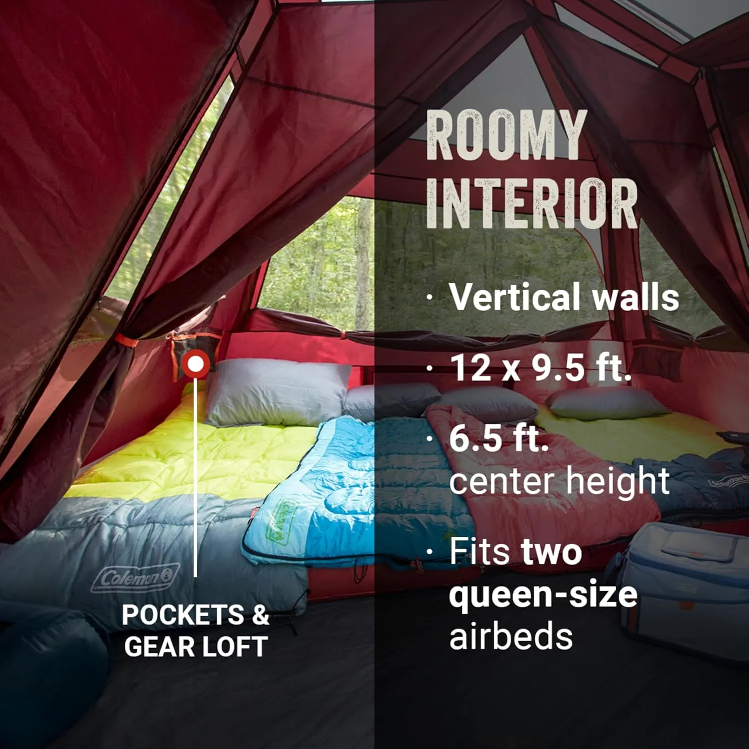 Coleman Skylodge Instant Tent 4/6/8 Person Tent Sets Up in About 1 Minute Weatherproof with Pre-Attached Poles & Carry Bag Made of PFAS-Free Materials