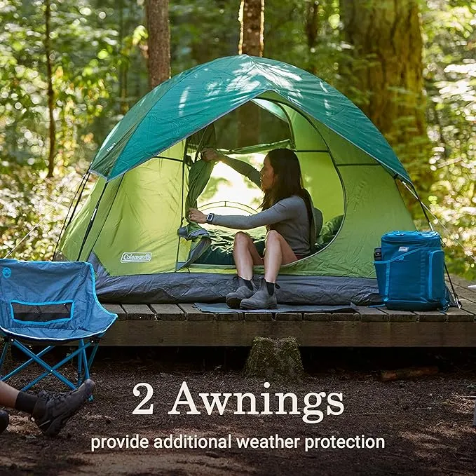 Coleman Sundome Camping Tent, 2/3/4/6 Person Dome Tent with Snag-Free Poles for Easy Setup in Under 10 Mins, Included Rainfly Blocks Wind & Rain, Tent for Camping, Festivals, Backyard, Sleepovers