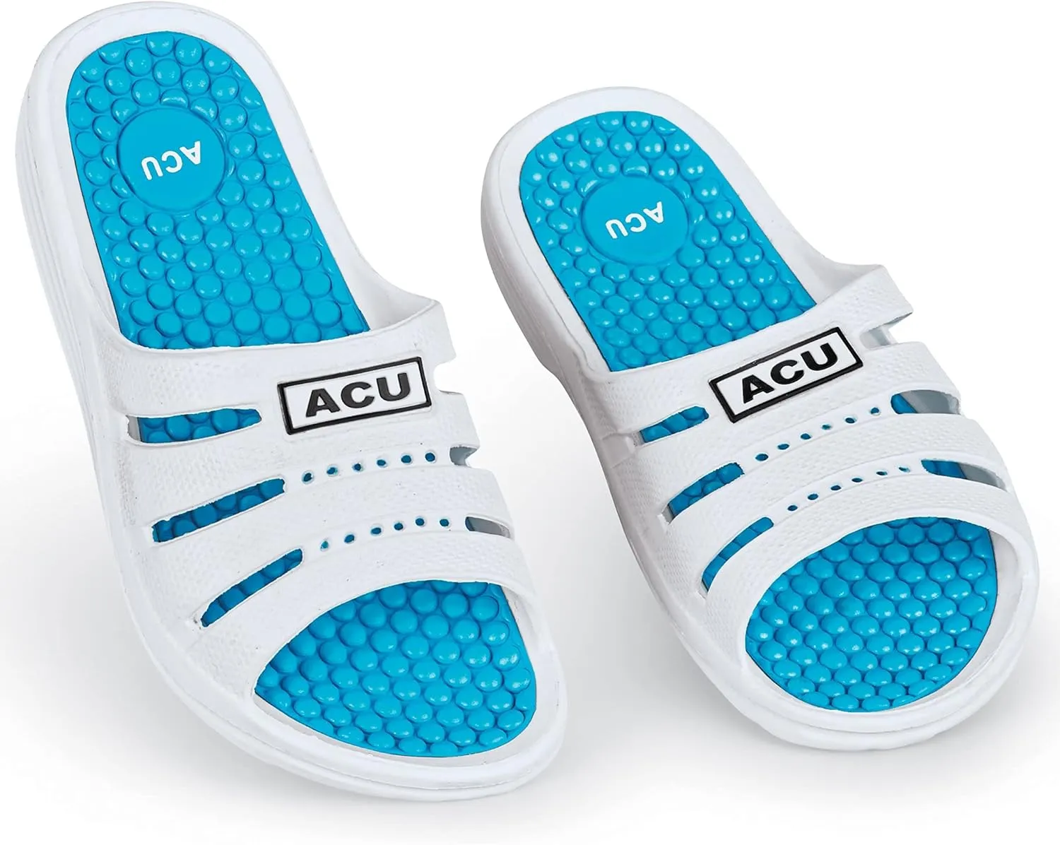 Collections Etc Womens Massaging Comfort Slip-On Slides - Sandals - Stimulate Pressure Points - Waterproof - Indoor, Outdoor Use - Multiple Colors