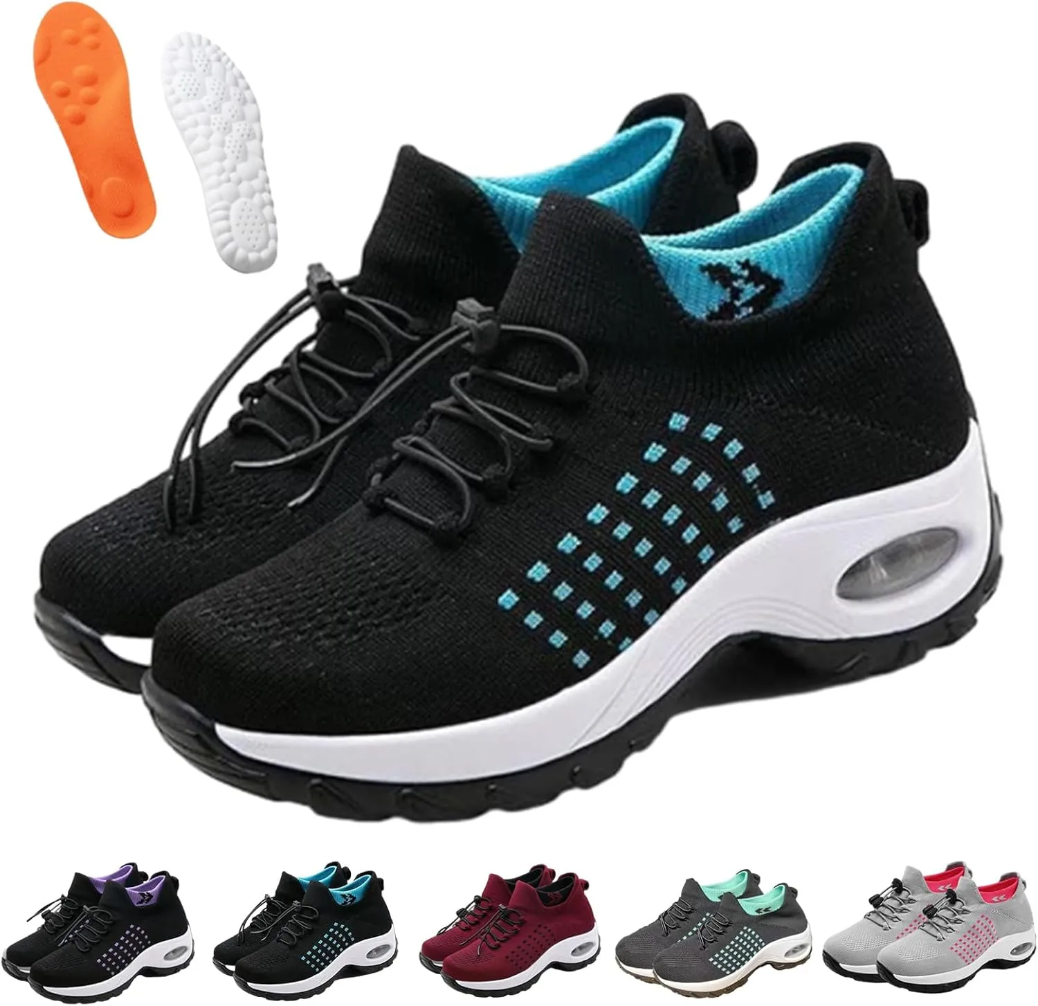 Comfort Wear Orthowear Shoes for Women, Comfortwear Ortho Shoes for Women Plantar Fasciitis, Thick Air Cushion Stretch Casual Tennis Shoes Wide Width with Insole
