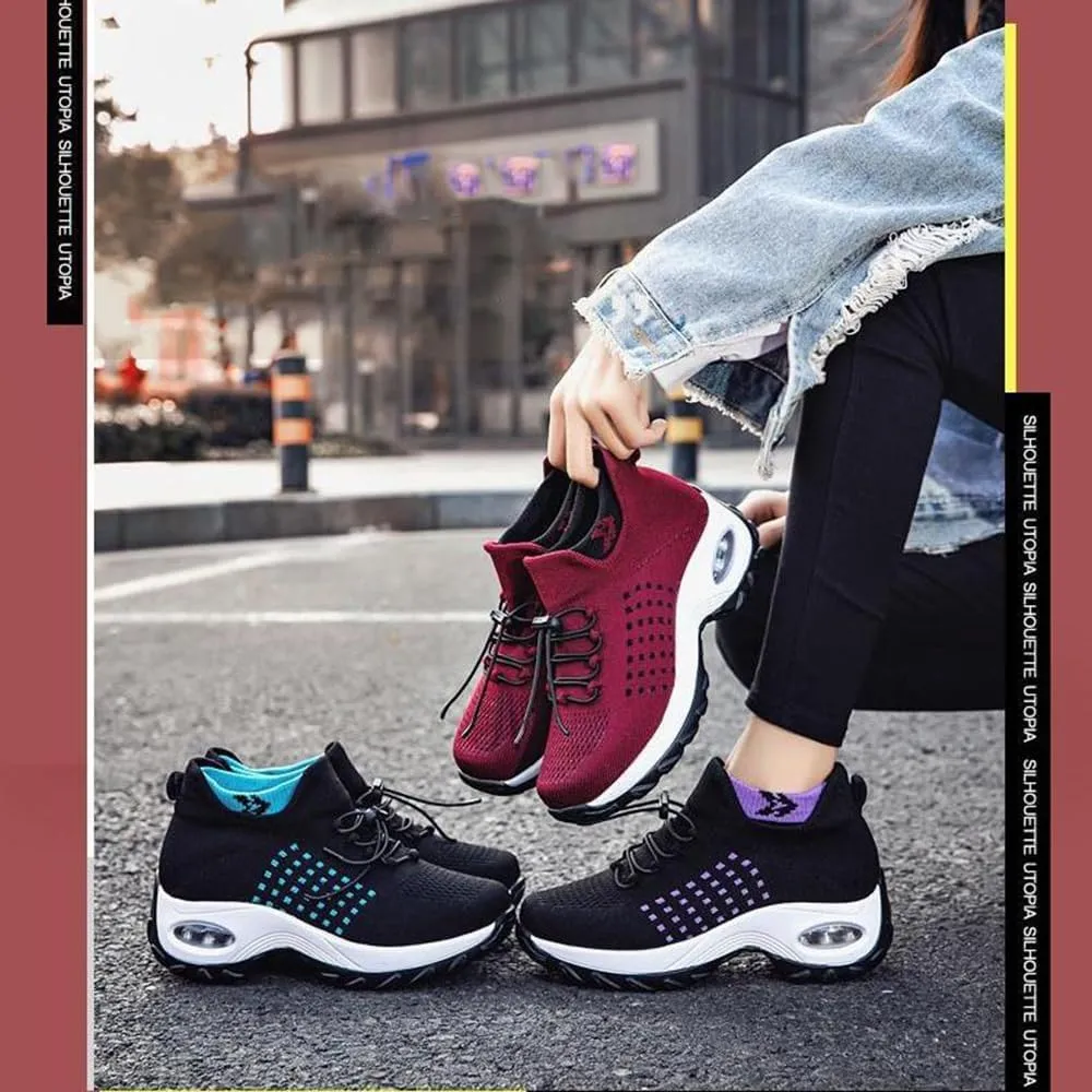 Comfort Wear Orthowear Shoes for Women, Comfortwear Ortho Shoes for Women Plantar Fasciitis, Thick Air Cushion Stretch Casual Tennis Shoes Wide Width with Insole