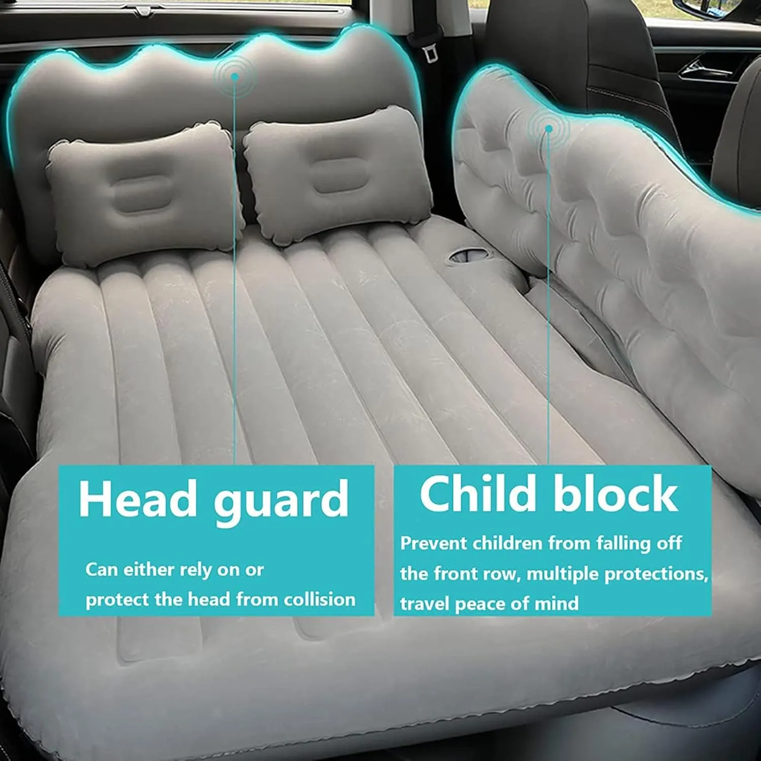 Compatible with Range Rover (L322) 2010-2012, Car Inflatable Mattress Outdoor Camping Back Seat Air Bed Cushion with Air Pump Portable Travel Tool,M