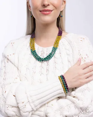 Complete Look - Trendy Trio Necklace & Trendy Trifecta Bracelet - Green Set