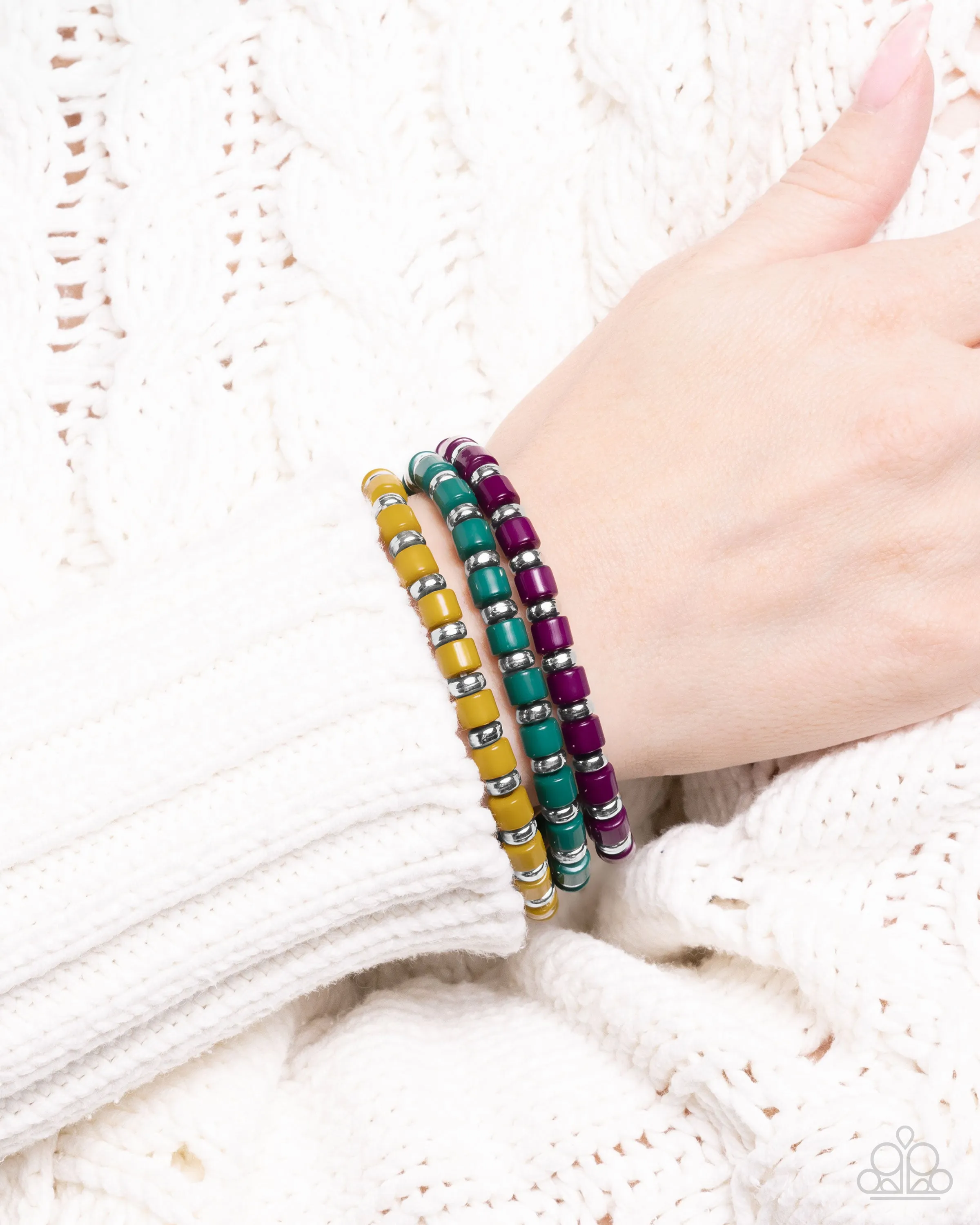 Complete Look - Trendy Trio Necklace & Trendy Trifecta Bracelet - Green Set