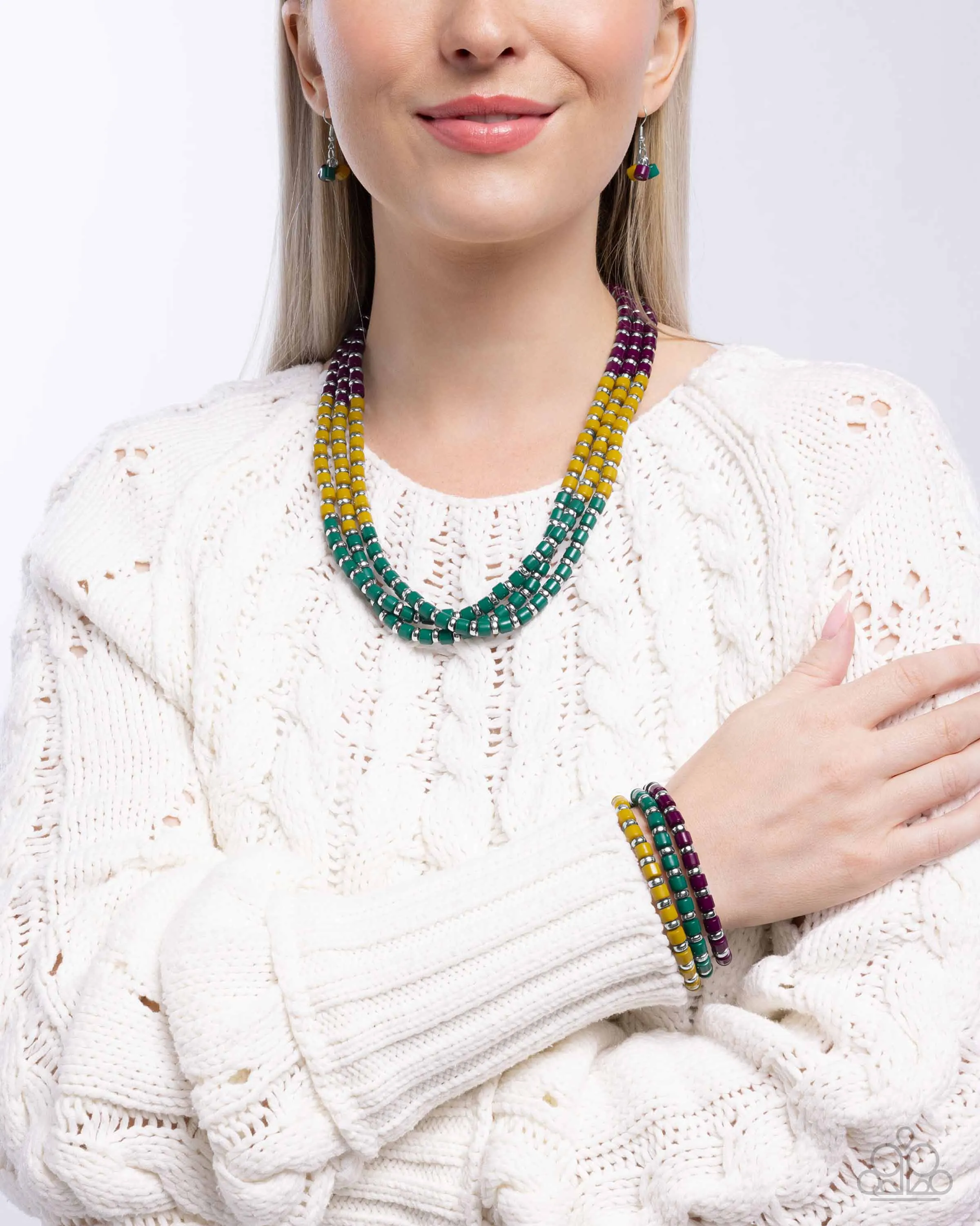Complete Look - Trendy Trio Necklace & Trendy Trifecta Bracelet - Green Set