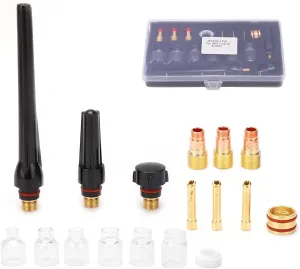 Complete Welding Torch Kit, Including Glass Nozzle, Tail, Tungsten Clamp, Silicone Circle, Excellent Quality Brass Material, Precise Standard, to Install, for WP 17/18/26 Argon