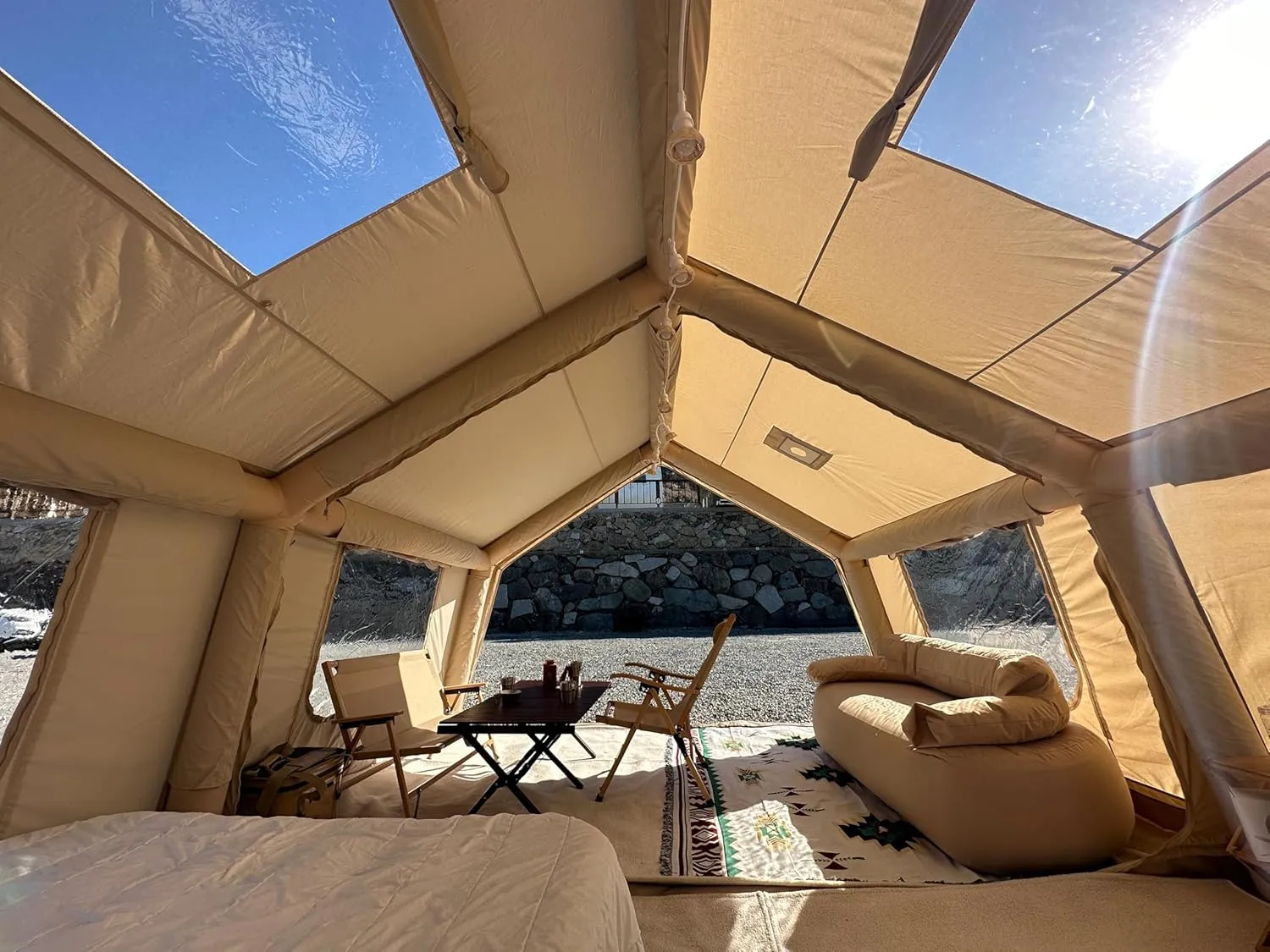 Coody | Rbm Outdoors Koala/Hub/Octopus Inflatable Tents for Camping with Stove Jack, 2/8/10 Person Luxury Canvas Blow Up Tent, 2 Room, Easy Setup Casa de Campaña, Large Inflatable House with Pump