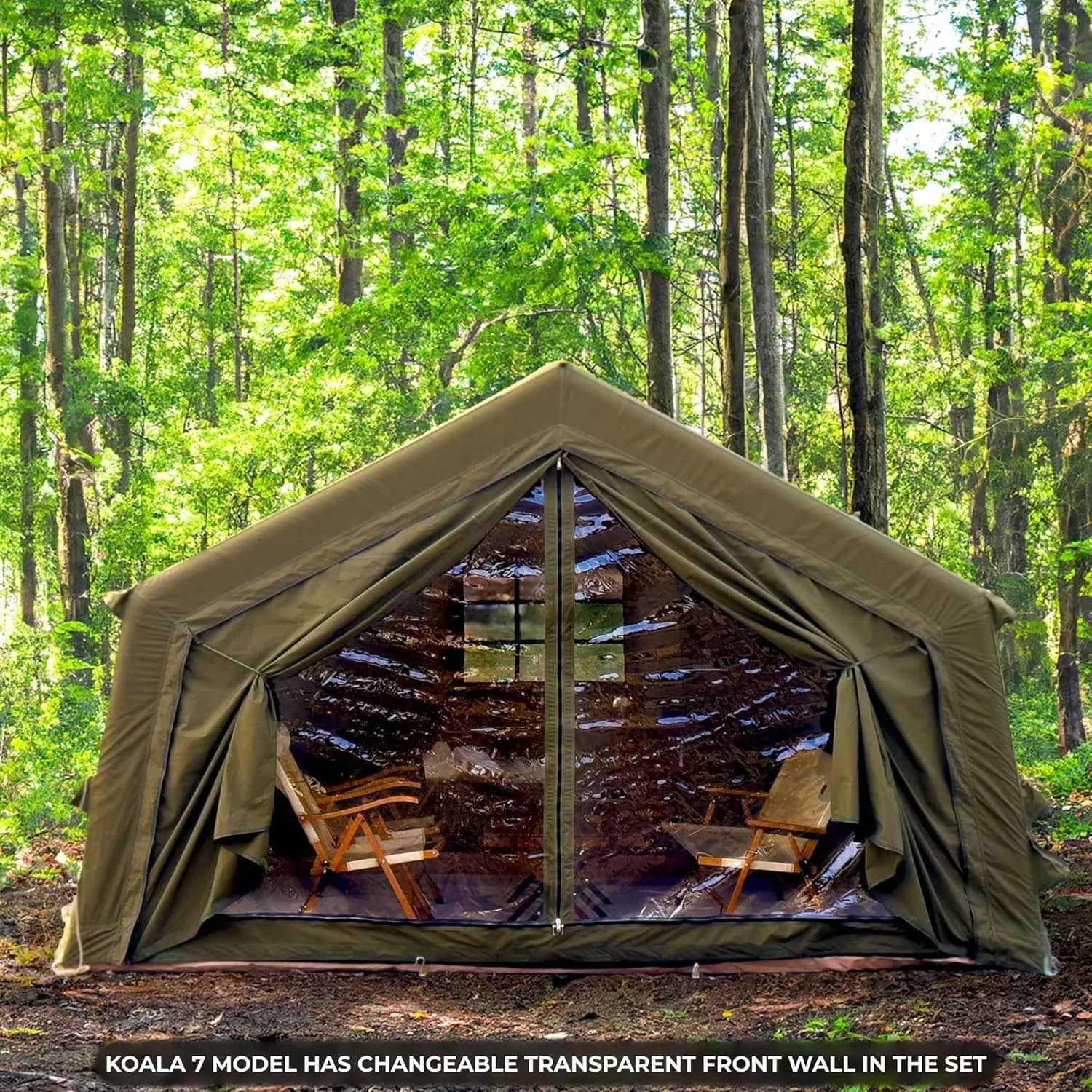 Coody | Rbm Outdoors Koala/Hub/Octopus Inflatable Tents for Camping with Stove Jack, 2/8/10 Person Luxury Canvas Blow Up Tent, 2 Room, Easy Setup Casa de Campaña, Large Inflatable House with Pump