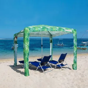 CoolCabana Beach Shade Tent - Easy Setup, UPF 50  Protection, Large & Medium Sizes, Compact & Wind Resistant - Beach Cabana for The Whole Family - Palms, Large