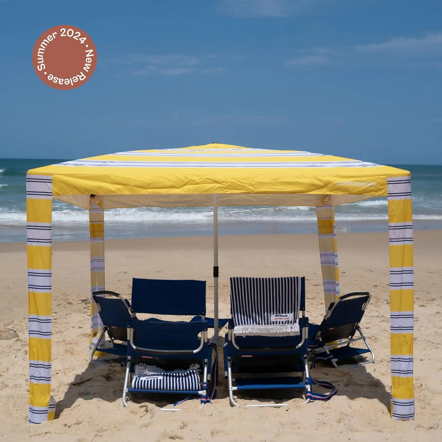 CoolCabana Beach Shade Tent - Easy Setup, UPF 50  Protection, Large & Medium Sizes, Compact & Wind Resistant - Beach Cabana for The Whole Family - St Tropez, Medium