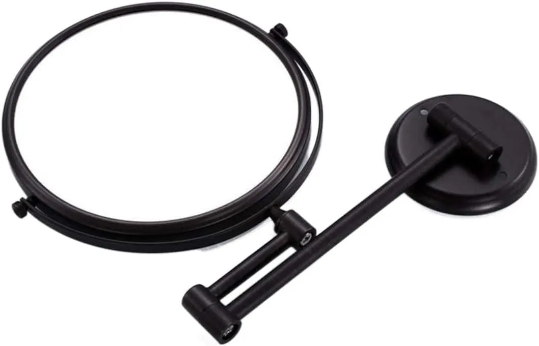 Cosmetic Vanity Mirror 6-inch Makeup Mirror Black Simple Bathroom Mirror Wall-Mounted Beauty Mirror Folding Magnification 3 Times