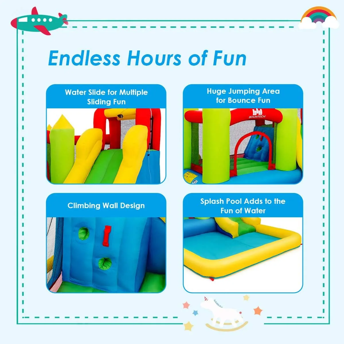 Costzon Inflatable Water Slide, 12 x9FT Kids Water Park Jump Castle Wet Dry with Splash Pool, Water Slides Inflatables for Kids Backyard Party, Blow up Outdoor Water Slide Bounce House
