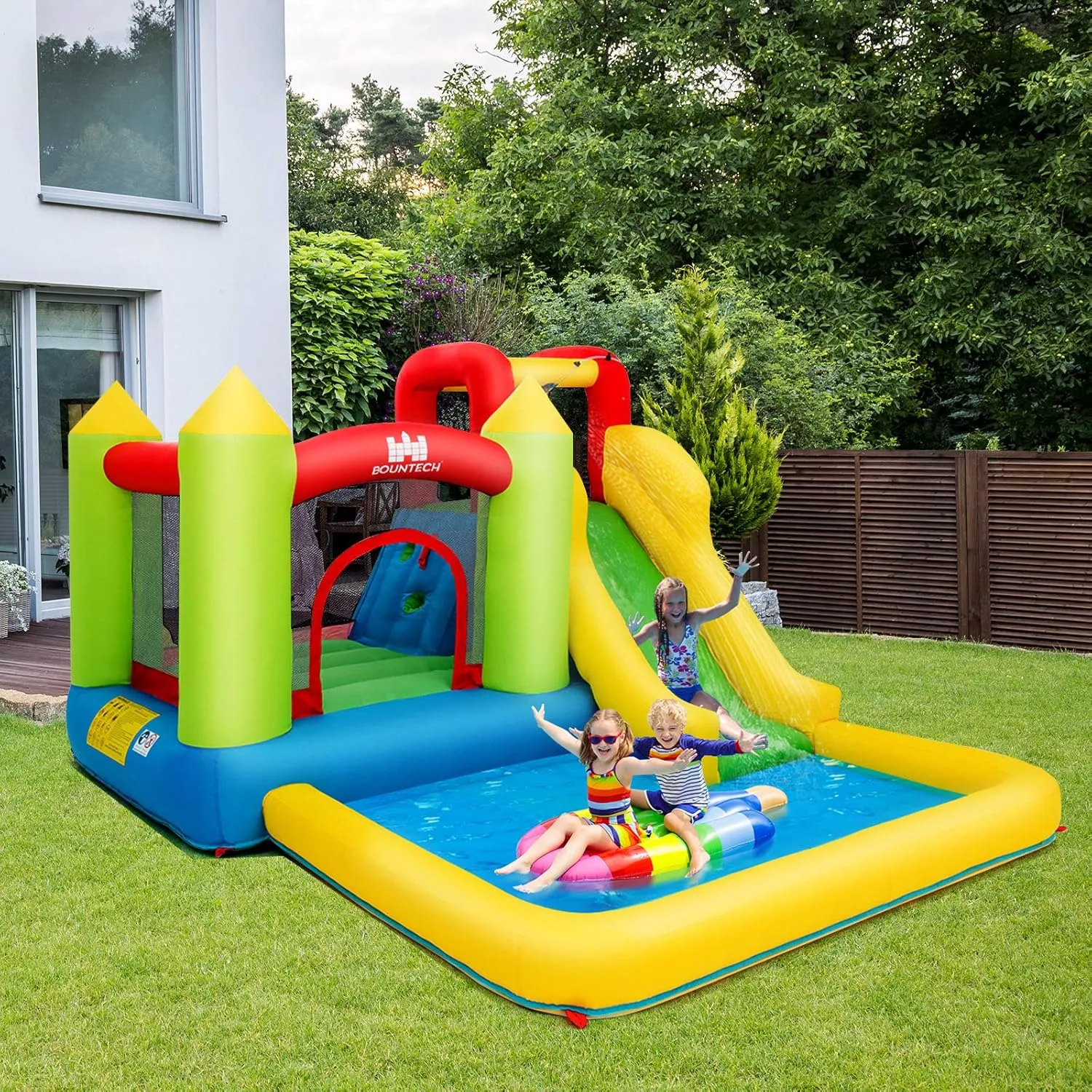 Costzon Inflatable Water Slide, 12 x9FT Kids Water Park Jump Castle Wet Dry with Splash Pool, Water Slides Inflatables for Kids Backyard Party, Blow up Outdoor Water Slide Bounce House