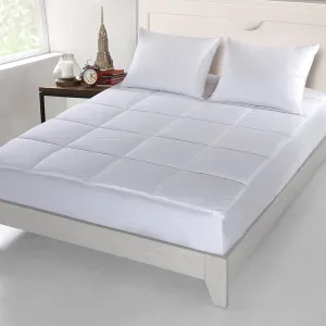 Cottonpure 500 Thread Count Sustainable Overfilled Self-Cooling 100% Cotton Fill and Cover Mattress Pad, King, White