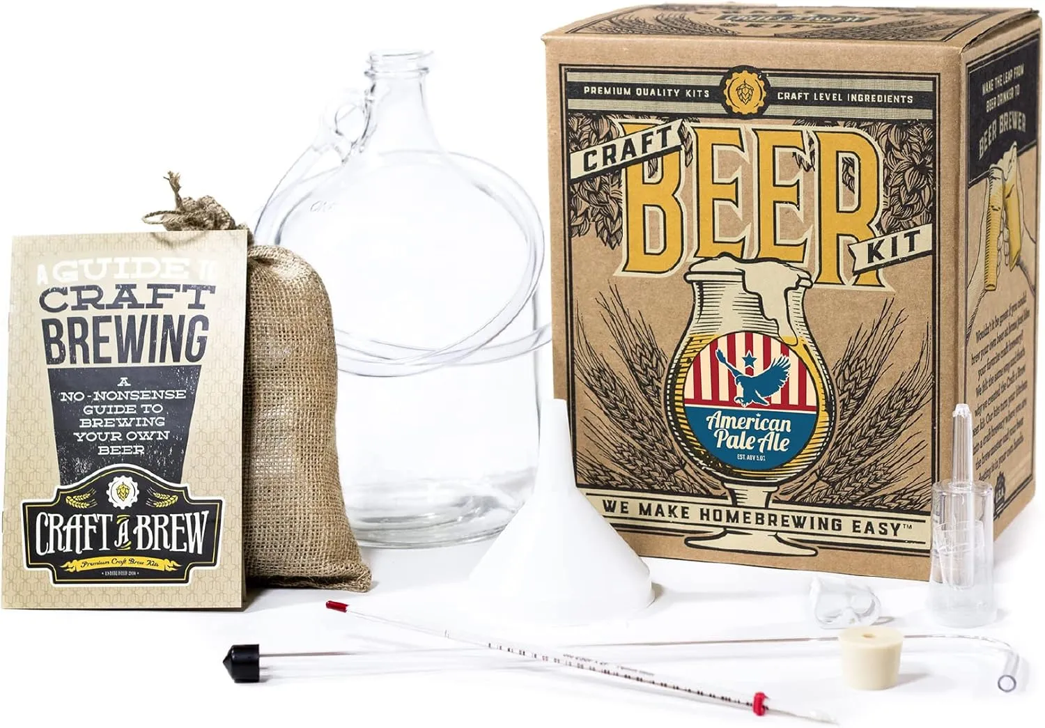 Craft A Brew - American Pale Ale - Beer Making Kit - Make Your Own Craft Beer - Complete Equipment and Supplies - Starter Home Brewing Kit - 1 Gallon