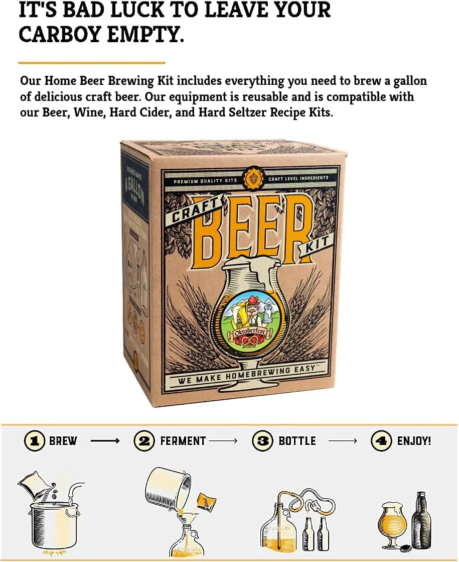 Craft A Brew - Oktoberfest Ale - Beer Making Kit - Make Your Own Craft Beer - Complete Equipment and Supplies - Starter Home Brewing Kit - 1 Gallon