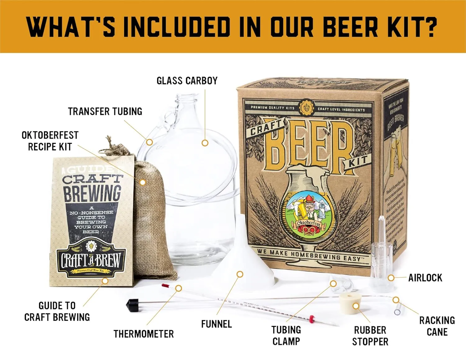 Craft A Brew - Oktoberfest Ale - Beer Making Kit - Make Your Own Craft Beer - Complete Equipment and Supplies - Starter Home Brewing Kit - 1 Gallon