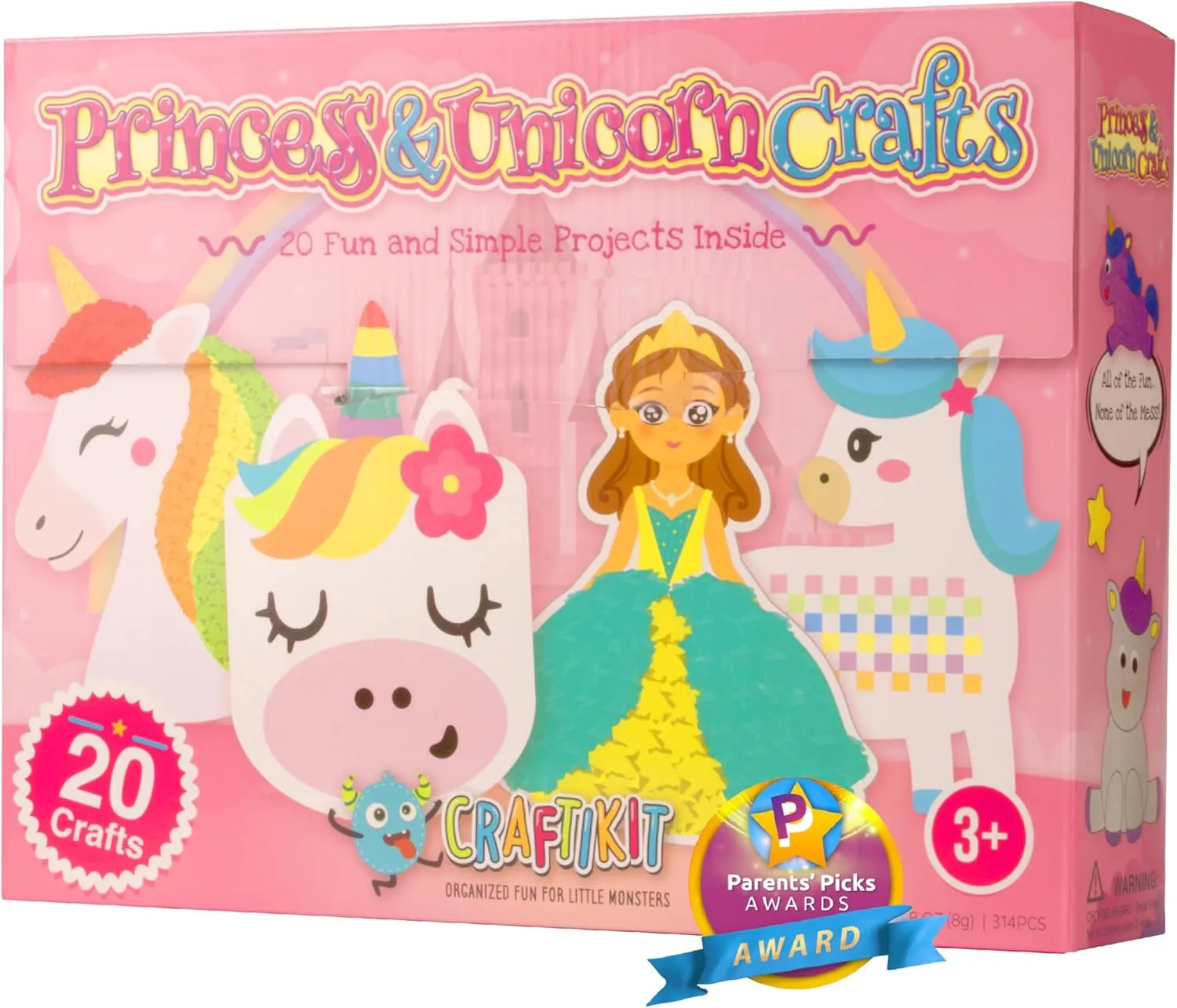 Craftikit® 20 Award-Winning Princess & Unicorn Crafts for Kids Ages 3-10 Years, All-Inclusive Toddler Arts and Craft Kits for Kids, Fun Toddler Craft Box for Girls in Preschool