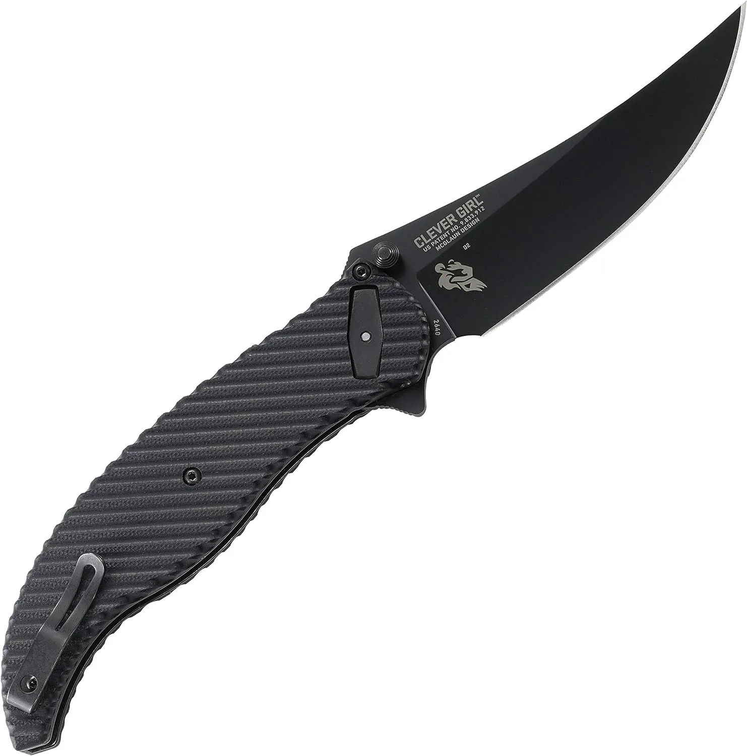 CRKT Clever Girl Folding Pocket Knife: Heavy Duty Everyday Carry, Black Blade, Flipper Open, Deadbolt Button Lock, IKBS Ball Bearing Pivot, G10 Handle 2640
