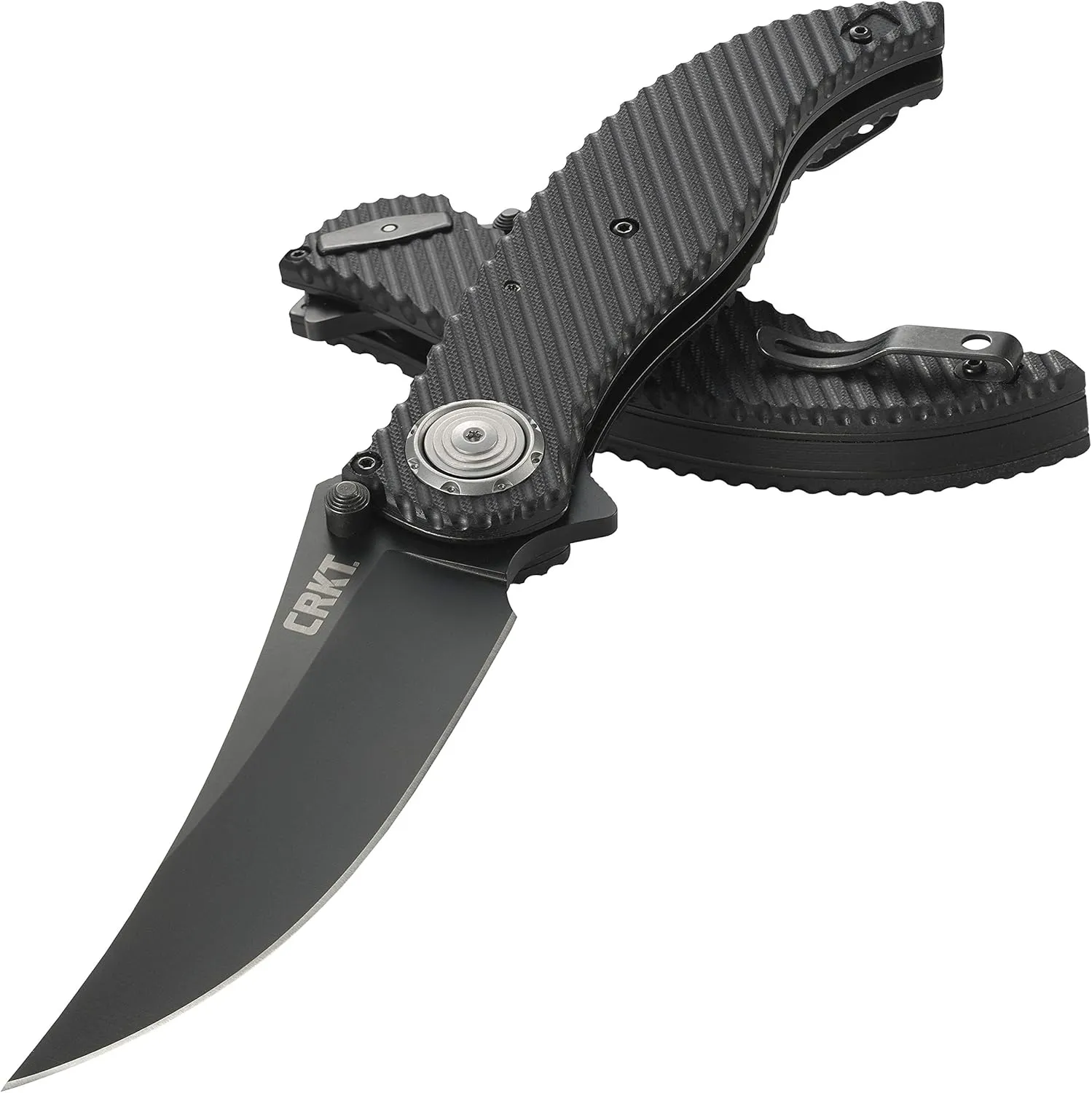 CRKT Clever Girl Folding Pocket Knife: Heavy Duty Everyday Carry, Black Blade, Flipper Open, Deadbolt Button Lock, IKBS Ball Bearing Pivot, G10 Handle 2640