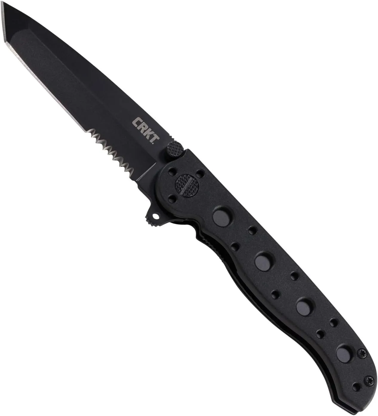 CRKT M16-10KZ EDC Folding Pocket Knife: Everyday Carry, Black Serrated Edge Blade, Tanto, Automated Liner Safety, Nylon Handle, Pocket Clip