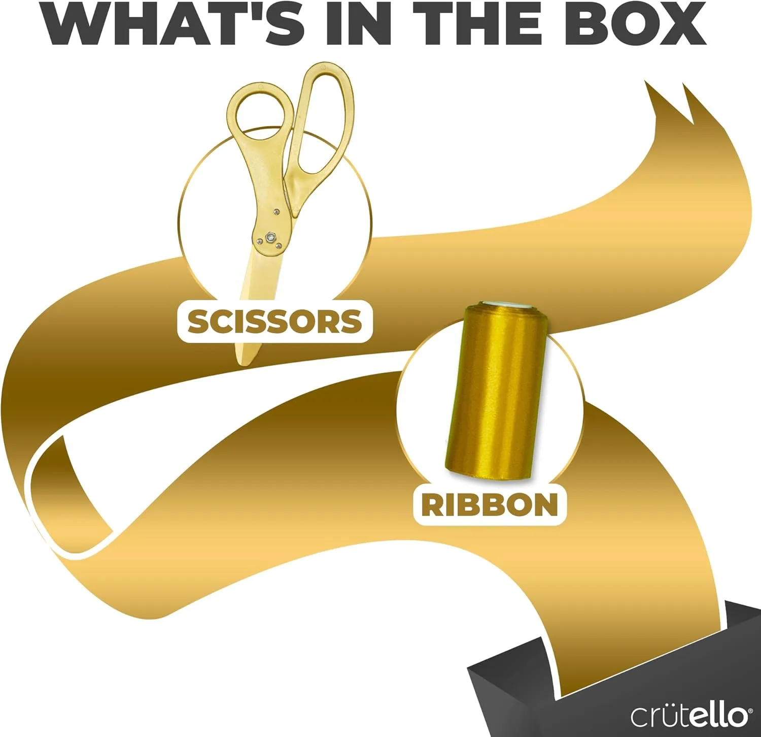 Crutello Ribbon Cutting Ceremony Kit - Grand Opening Ribbons and Scissors - 21" Giant Gold Scissors and 30 Foot Large Gold Ribbon 4" Wide - Ceremonial Kit